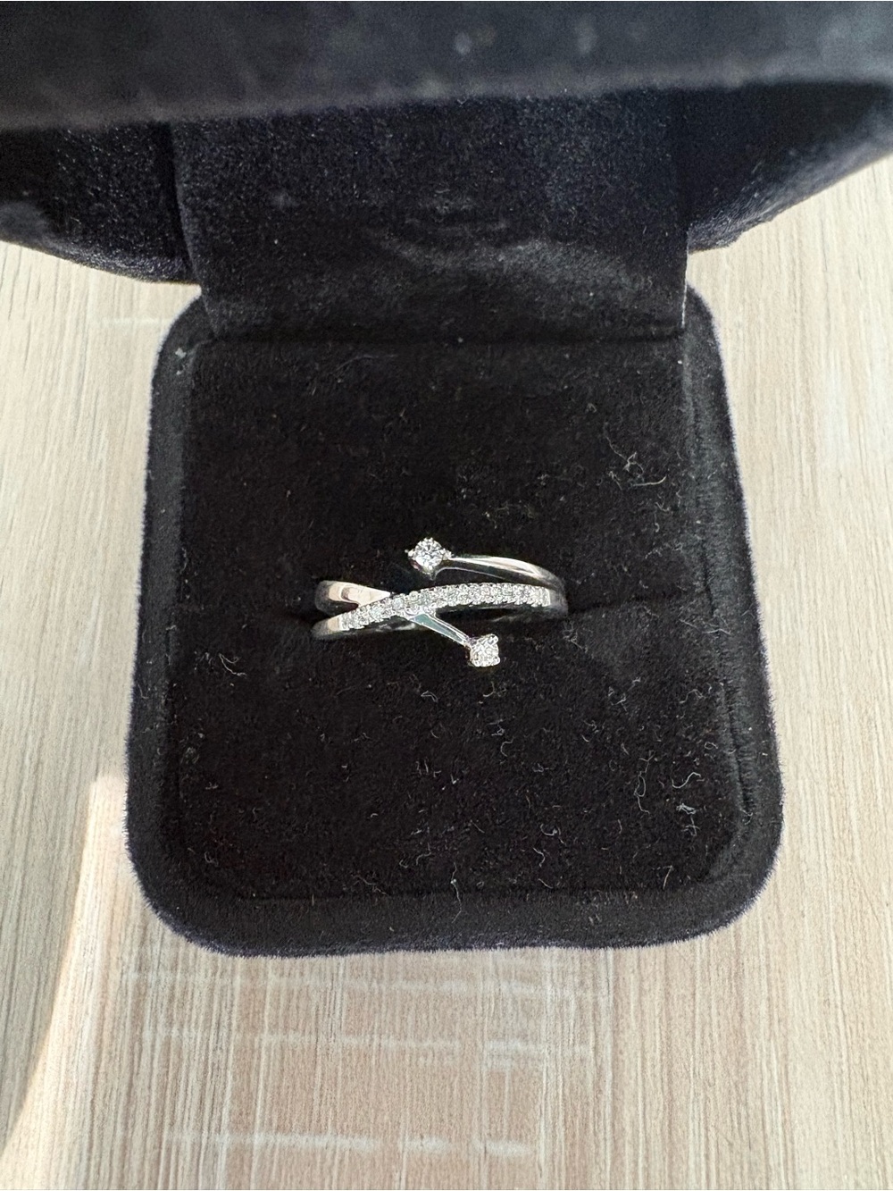 Zales Crossover Crisscross Ring 10kt White Gold and Diamond